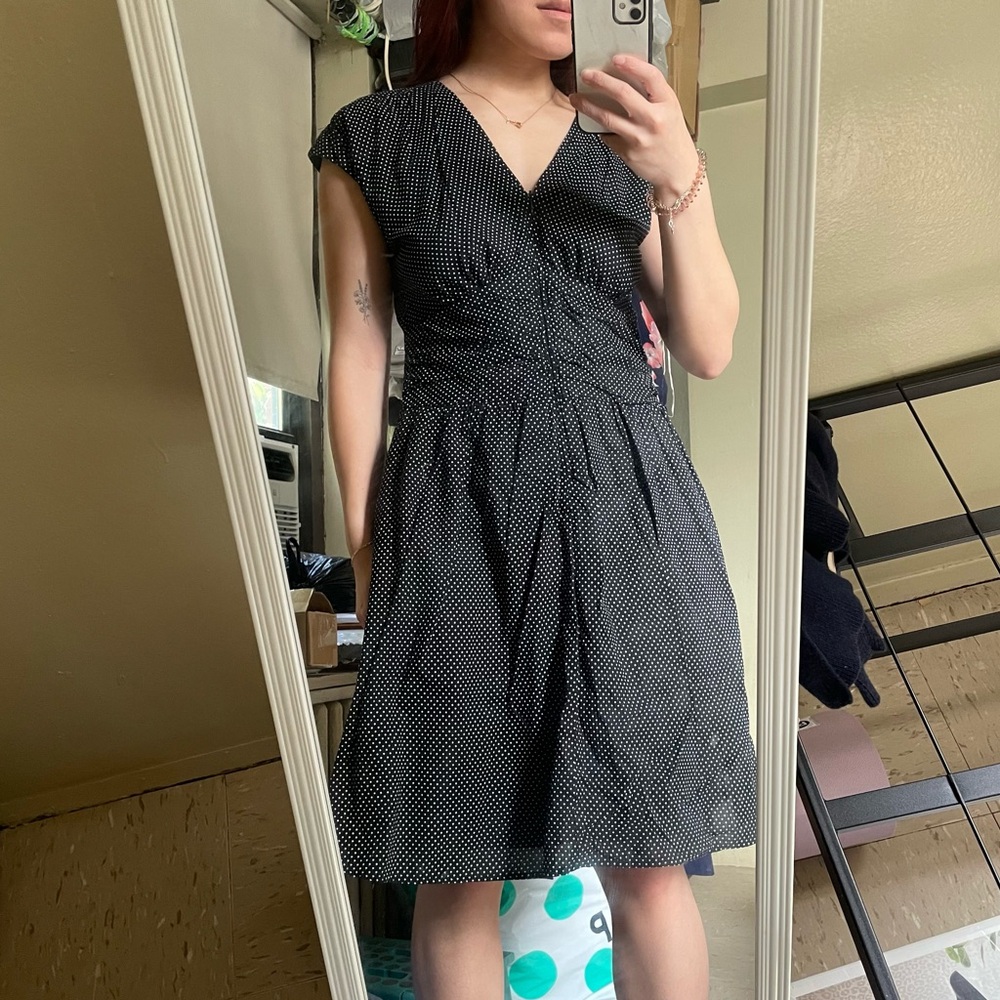 rabbit rabbit rabbit designs sleeveless v-neck black polkadot dress